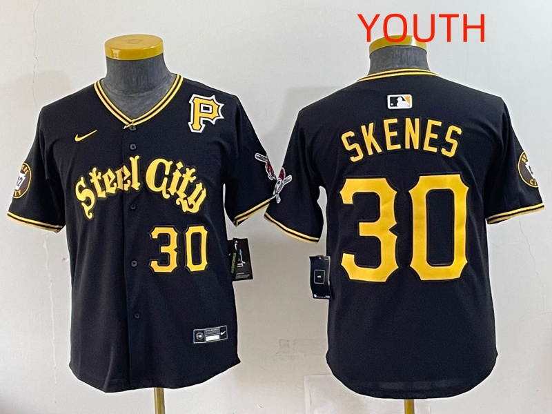 youth 2025 Pittsburgh Pirates #30 Skenes Black Game Nike MLB Jersey style 02->youth mlb jersey->Youth Jersey